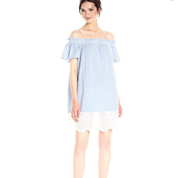 FRENCH CONNECTION Stripe Off Shoulder Dress XS - Picture 2 of 5